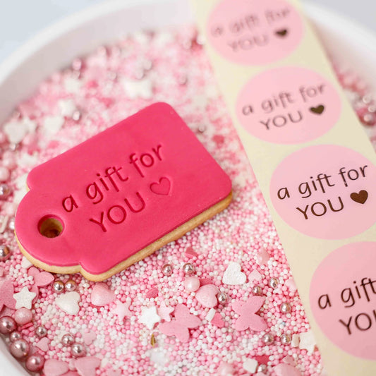 Koekstempel - A gift for you (als etiket) - Cupcakedozen.nl