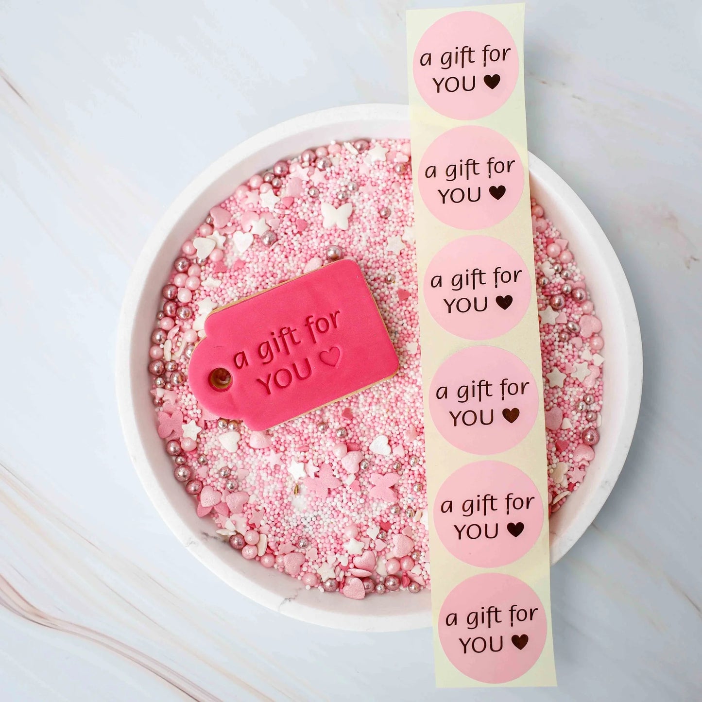 Koekstempel - A gift for you (als etiket) - Cupcakedozen.nl