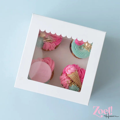 Doos voor 4 cupcakes - luifel (10 st) - Cupcakedozen.nl
