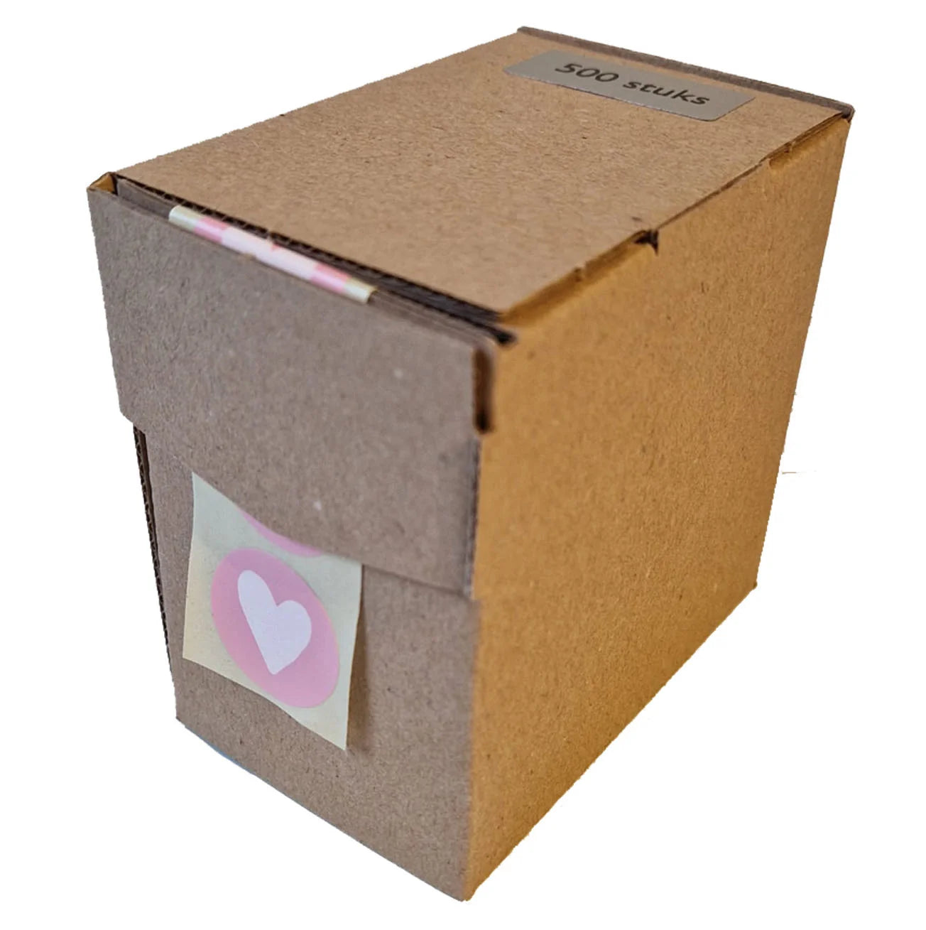 Etiket - Roze hartje klein (500 st) - Cupcakedozen.nl