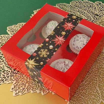 Wikkel sticker - Kerst sterren (25 st) - Cupcakedozen.nl