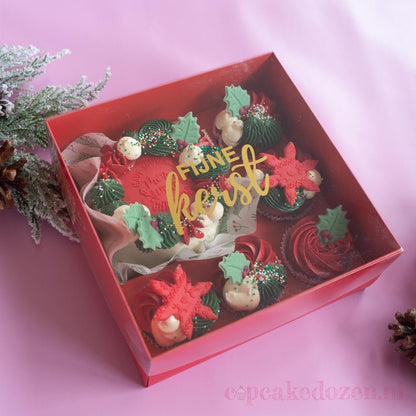 Sweetbox sticker - "Fijne Kerst" (5 st) - Cupcakedozen.nl