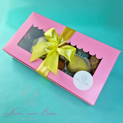 Roze sweet box 23x12,5x5 - luifel (10 st) - Cupcakedozen.nl