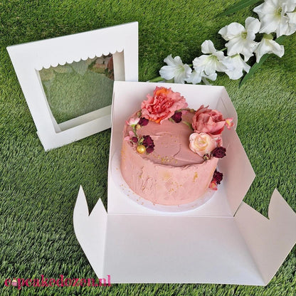 Taartdoos 25x25x15 - luifel (10 st) - Cupcakedozen.nl