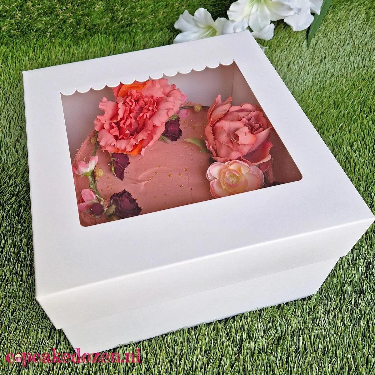 Taartdoos 25x25x15 - luifel (10 st) - Cupcakedozen.nl