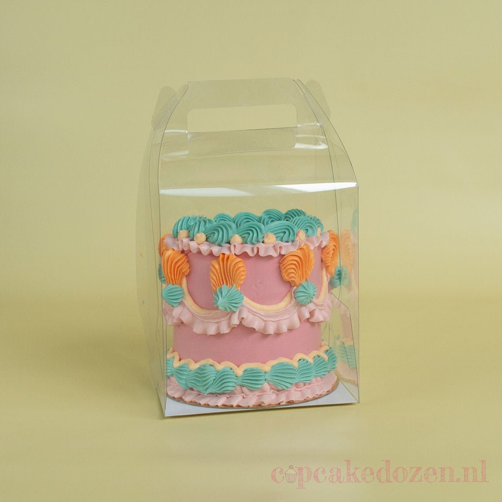 Transparante taartdoos met handvat (10 st) - Cupcakedozen.nl