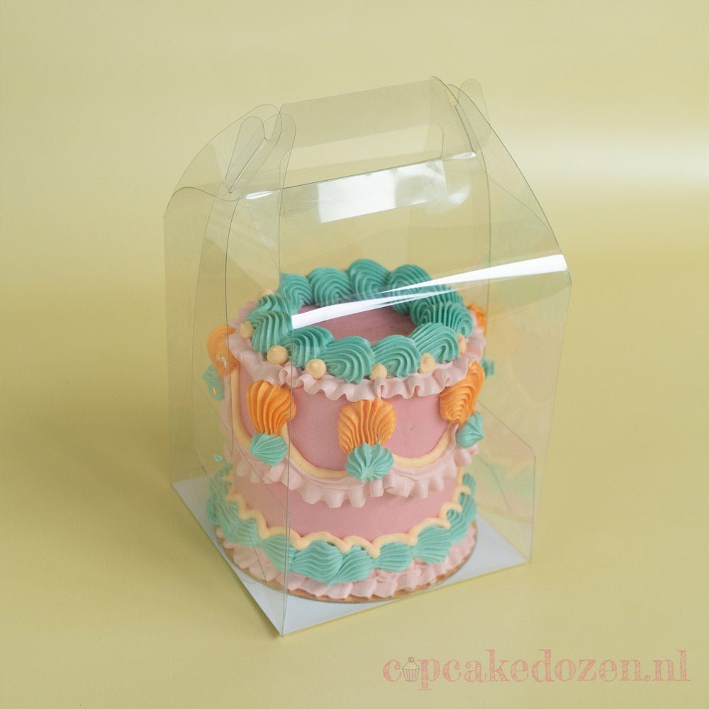 Transparante taartdoos met handvat (10 st) - Cupcakedozen.nl