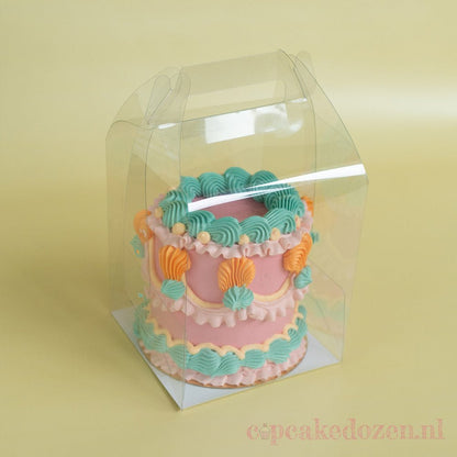 Transparante taartdoos met handvat (10 st) - Cupcakedozen.nl