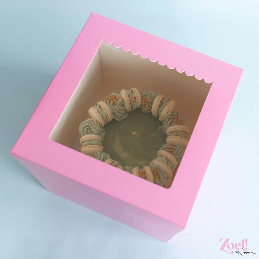 Roze hoge taartdoos 28x28x28 - luifel (10 st) - Cupcakedozen.nl