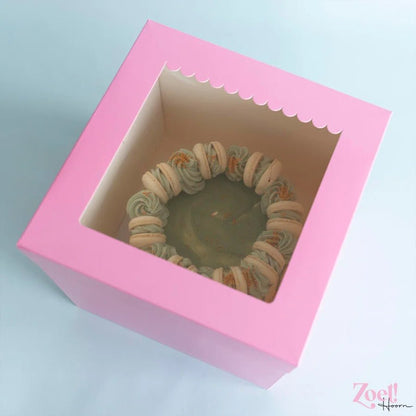 Roze hoge taartdoos 28x28x28 - luifel (10 st) - Cupcakedozen.nl