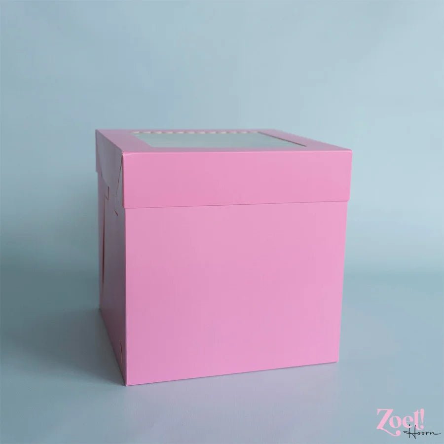 Roze hoge taartdoos 23x23x23 - luifel (10 st) - Cupcakedozen.nl