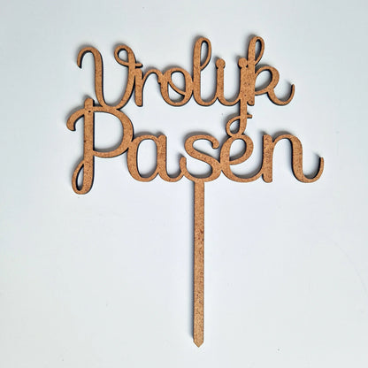 Cake toppers MDF - Vrolijk Pasen (5 st) - Cupcakedozen.nl