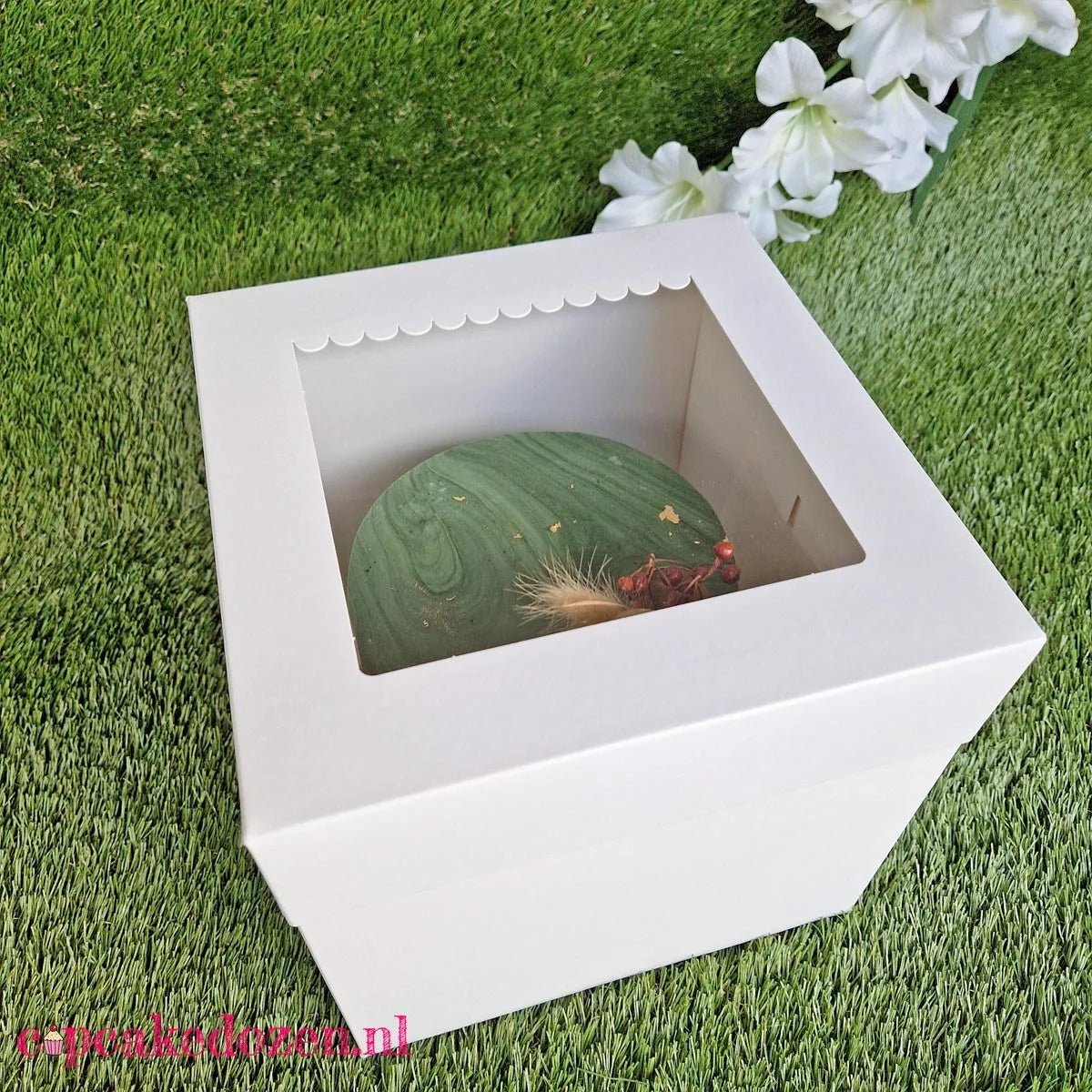 Hoge taartdoos 23x23x23 - luifel (10 st) - Cupcakedozen.nl