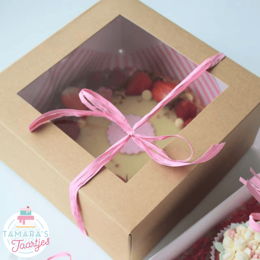 Kraft gebaksdoos - 19x19x9 (50 st) - Cupcakedozen.nl
