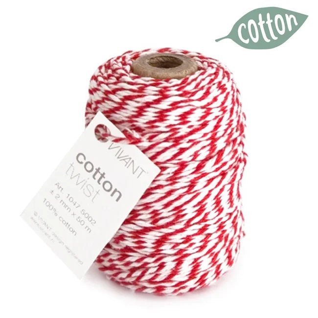 Touw rood/wit (50m/Ø2mm) - Cupcakedozen.nl