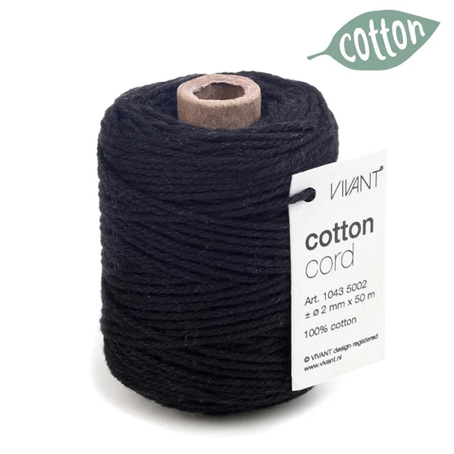 Touw zwart (50m/Ø2mm) - Cupcakedozen.nl