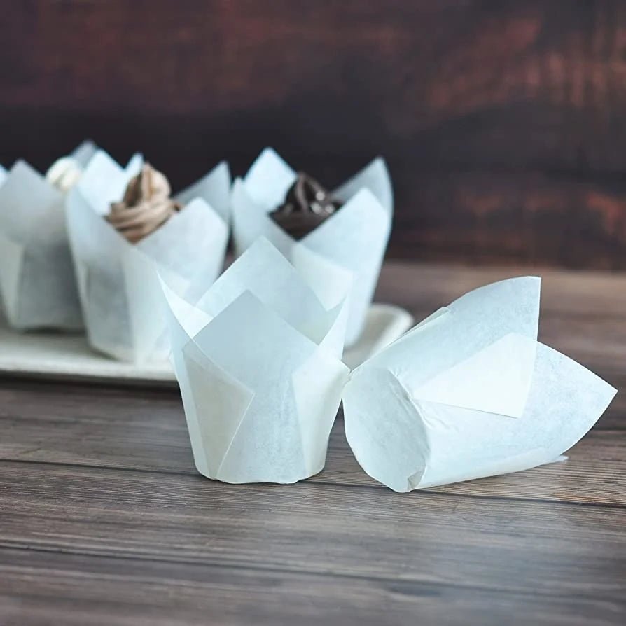 Tulp baking cups - wit (200 st.) - Cupcakedozen.nl