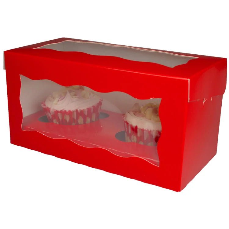 Rode doos voor 2 cupcakes (25 st.) - Cupcakedozen.nl