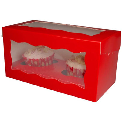 Rode doos voor 2 cupcakes (25 st.) - Cupcakedozen.nl