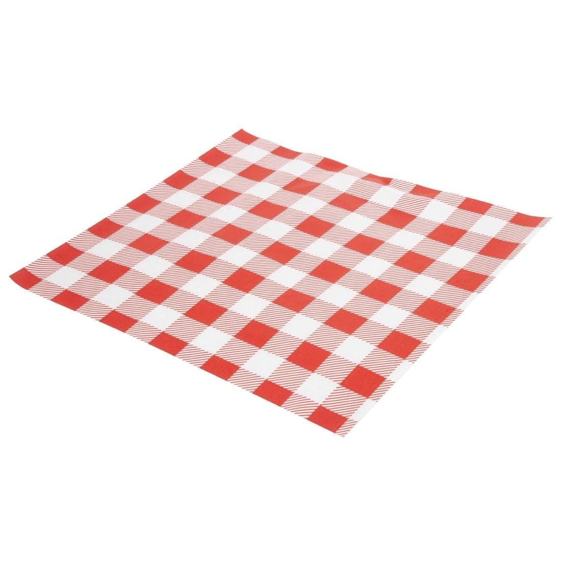 Vetvrij papier - rood/wit geblokt (100 st) - Cupcakedozen.nl