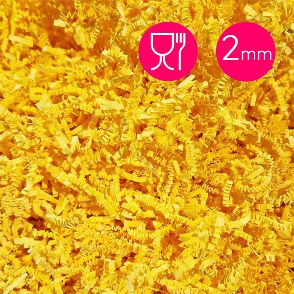 Opvulmateriaal fijn - geel (1 kg) - Cupcakedozen.nl
