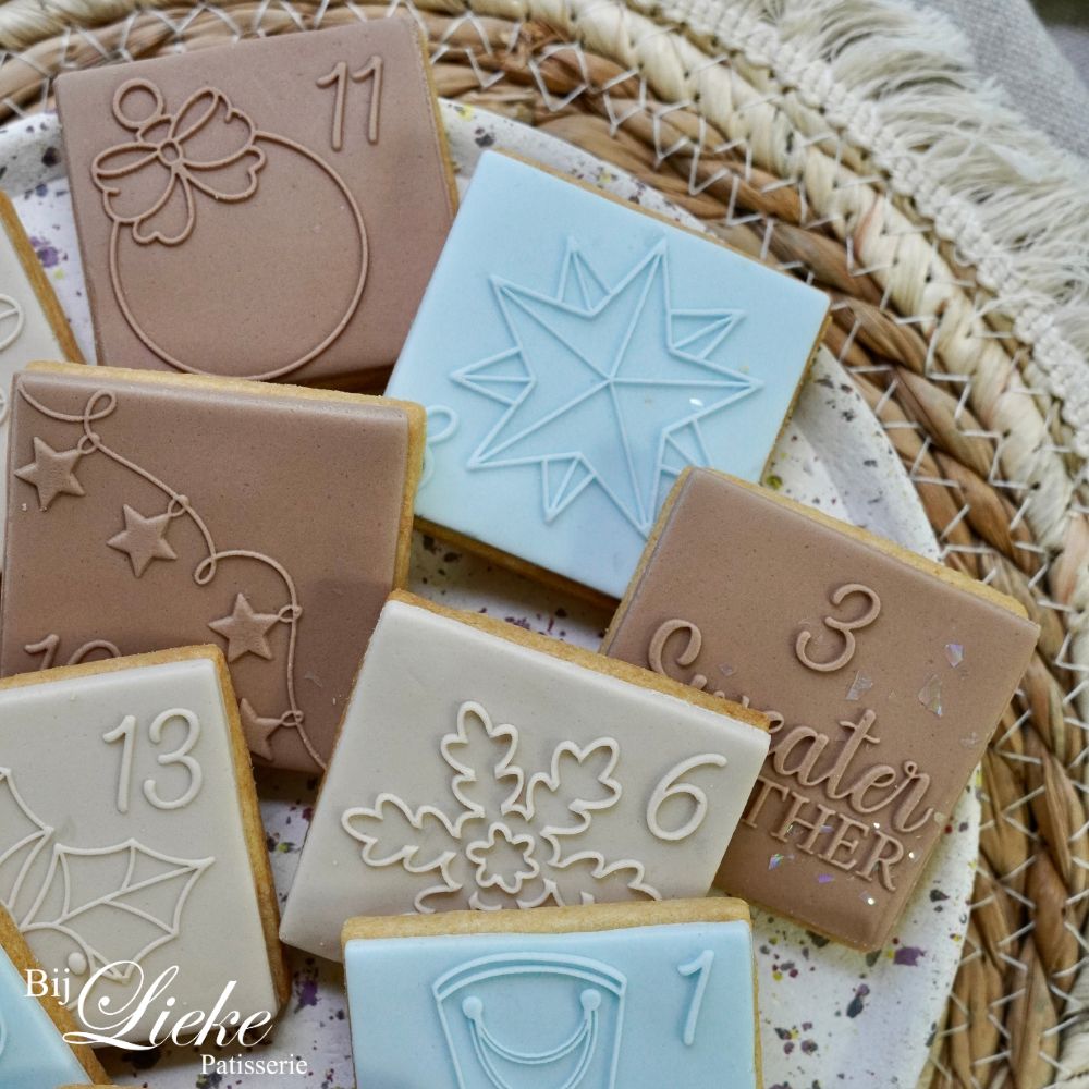 Adventkalender fondantstempelset - Cupcakedozen.nl