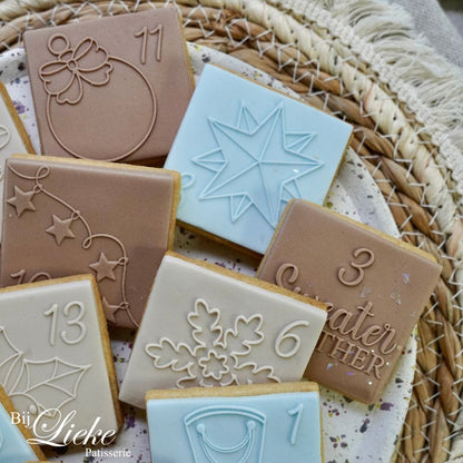 Adventkalender fondantstempelset - Cupcakedozen.nl