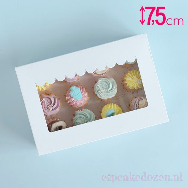 Doos voor 12 minicupcakes - luifel (10 st) - Cupcakedozen.nl