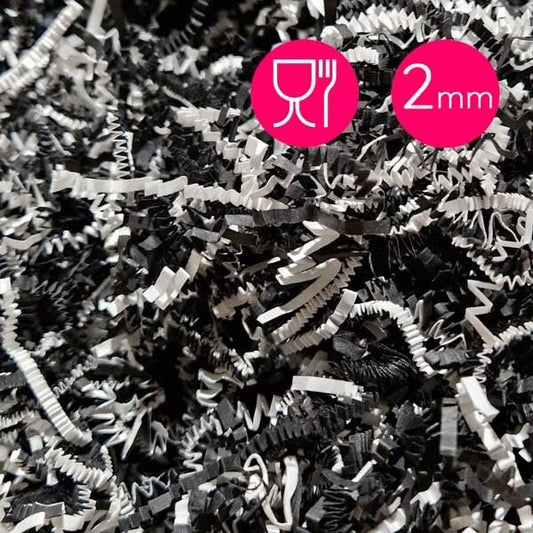 Opvulmateriaal fijn - mix zwart/wit (1 kg) - Cupcakedozen.nl