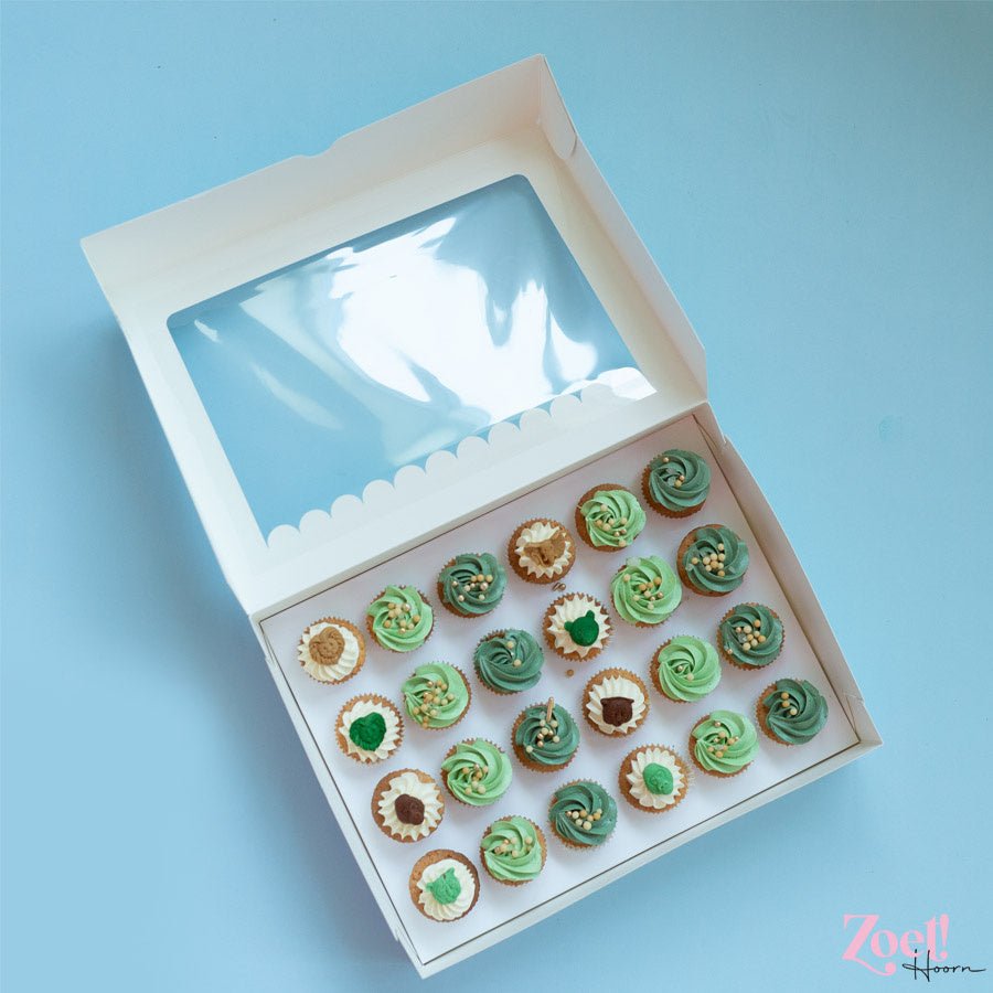 Doos voor 24 minicupcakes - luifel (10 st) - Cupcakedozen.nl