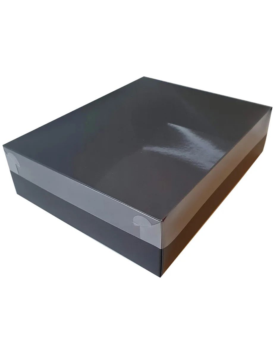 Zwarte sweet box met transparant deksel - Cupcakedozen.nl