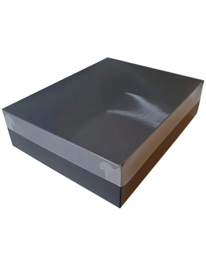 Zwarte sweet box met transparant deksel - Cupcakedozen.nl